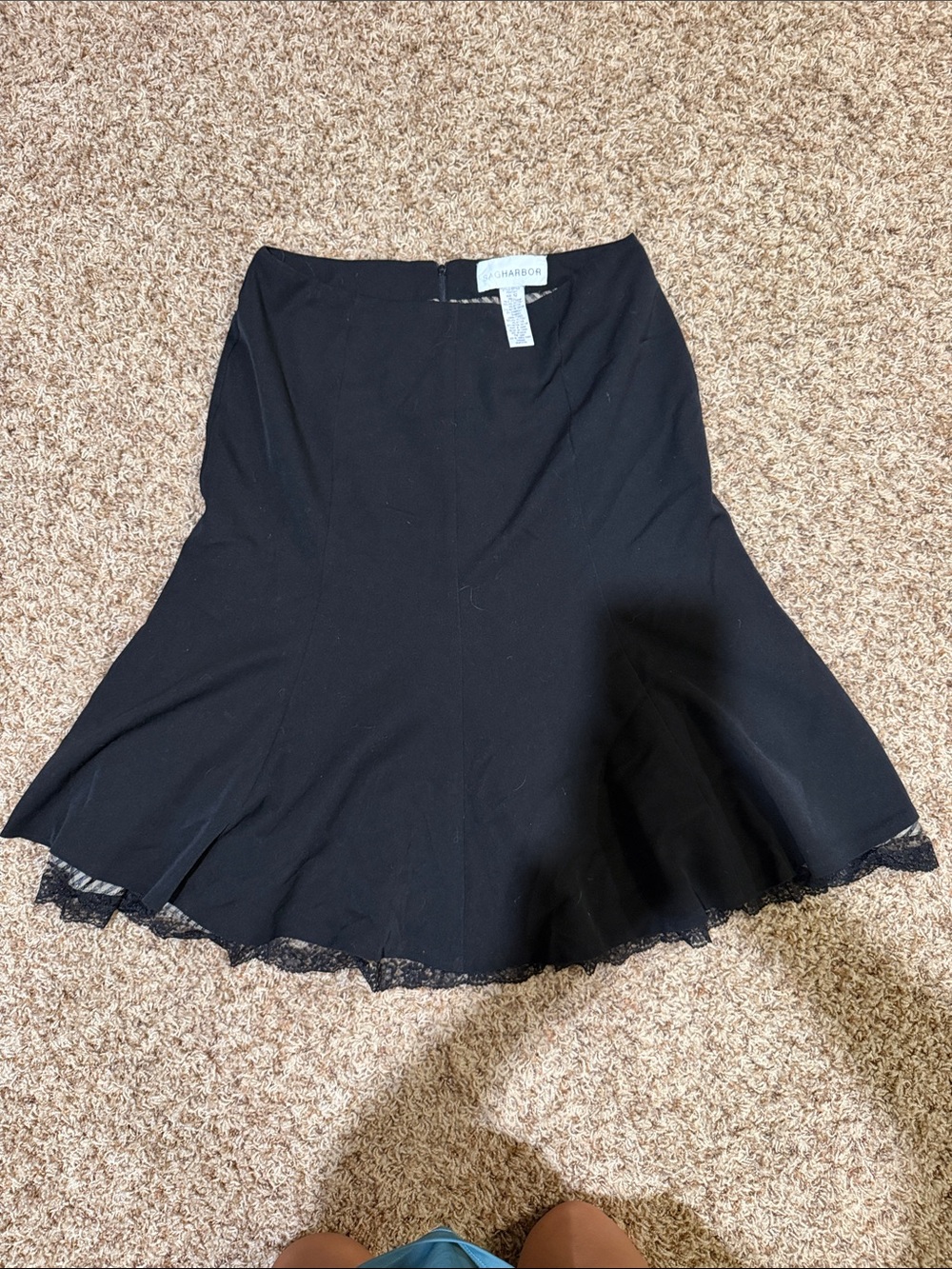 Sag Harbor Black Lace-Hem Skater Skirt
